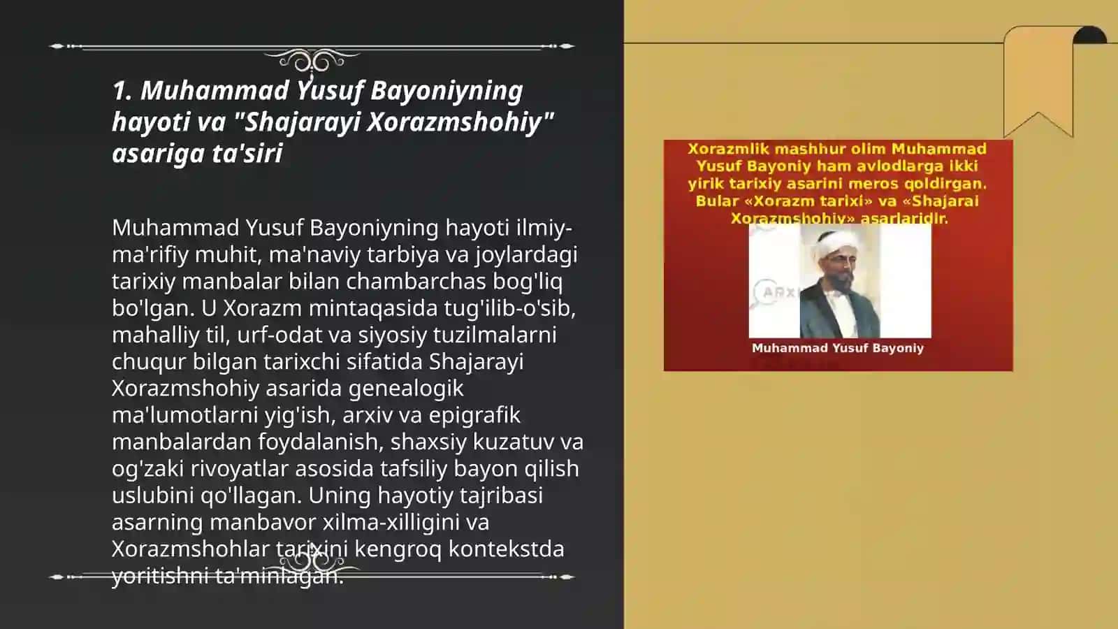 Muhammad Yusuf Bayoniyning "Shajarayi Xorazmshohiy" asari tahlili 3