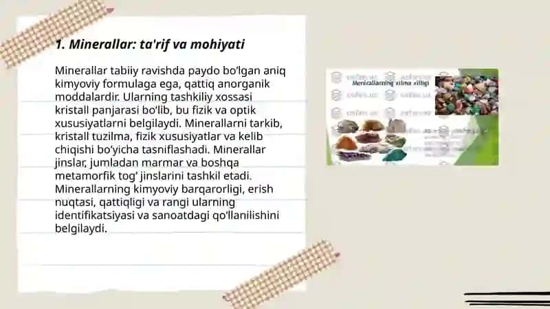 minerallar haqida tushuncha marmatik tog’ jinslari va uning tasnifi 3