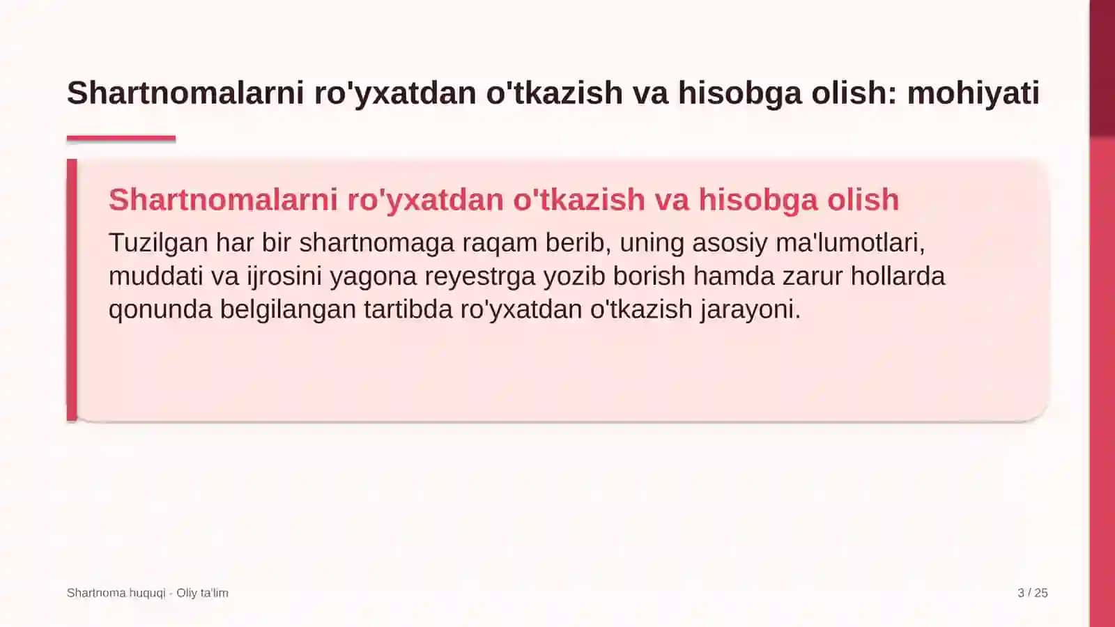 oshxonalarda shartnomalarni ro'yxatdan o'tkazish va hisobga olish 8987 3