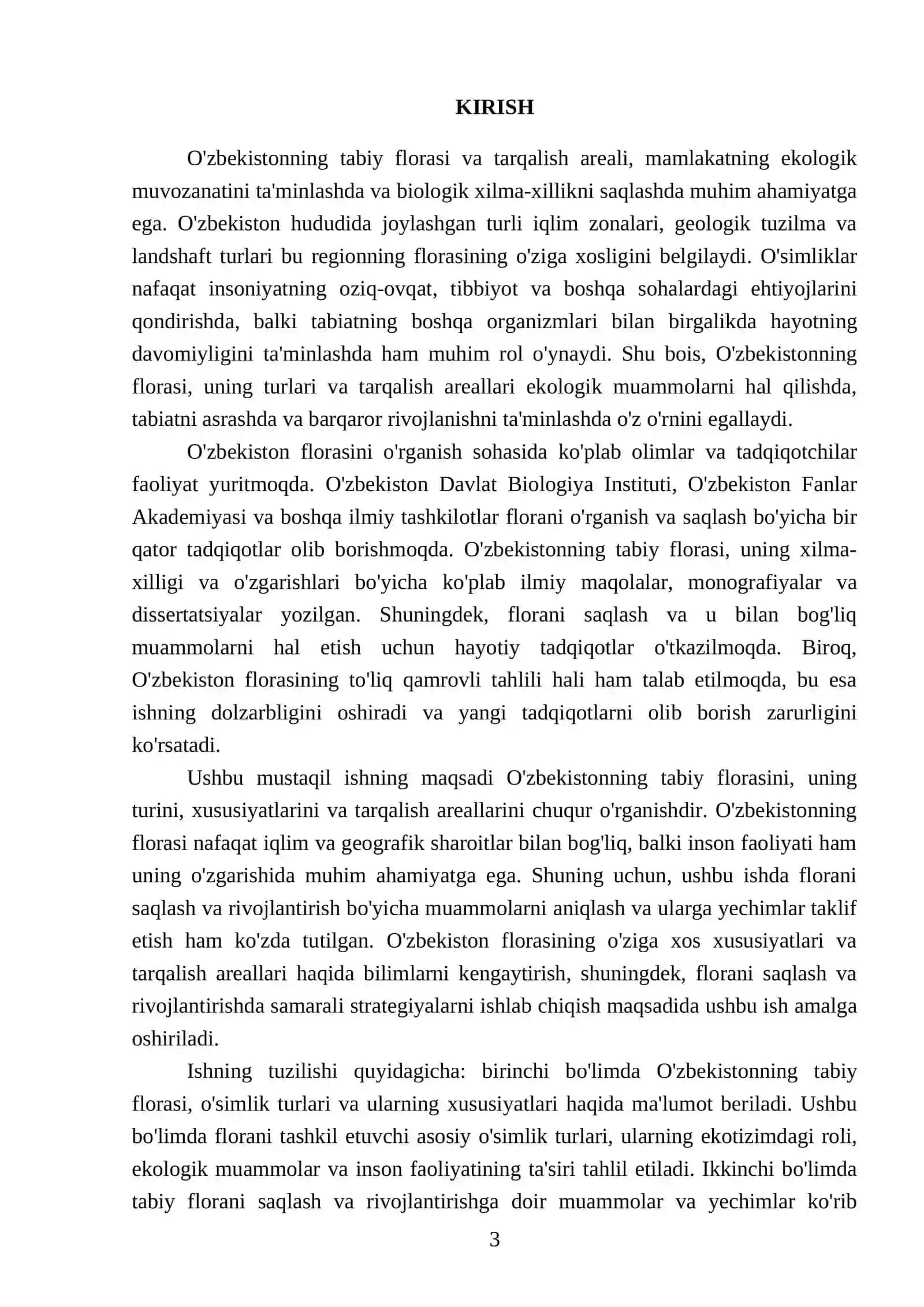 O'zbekistonning tabiy florasi va tarqalish areali 3