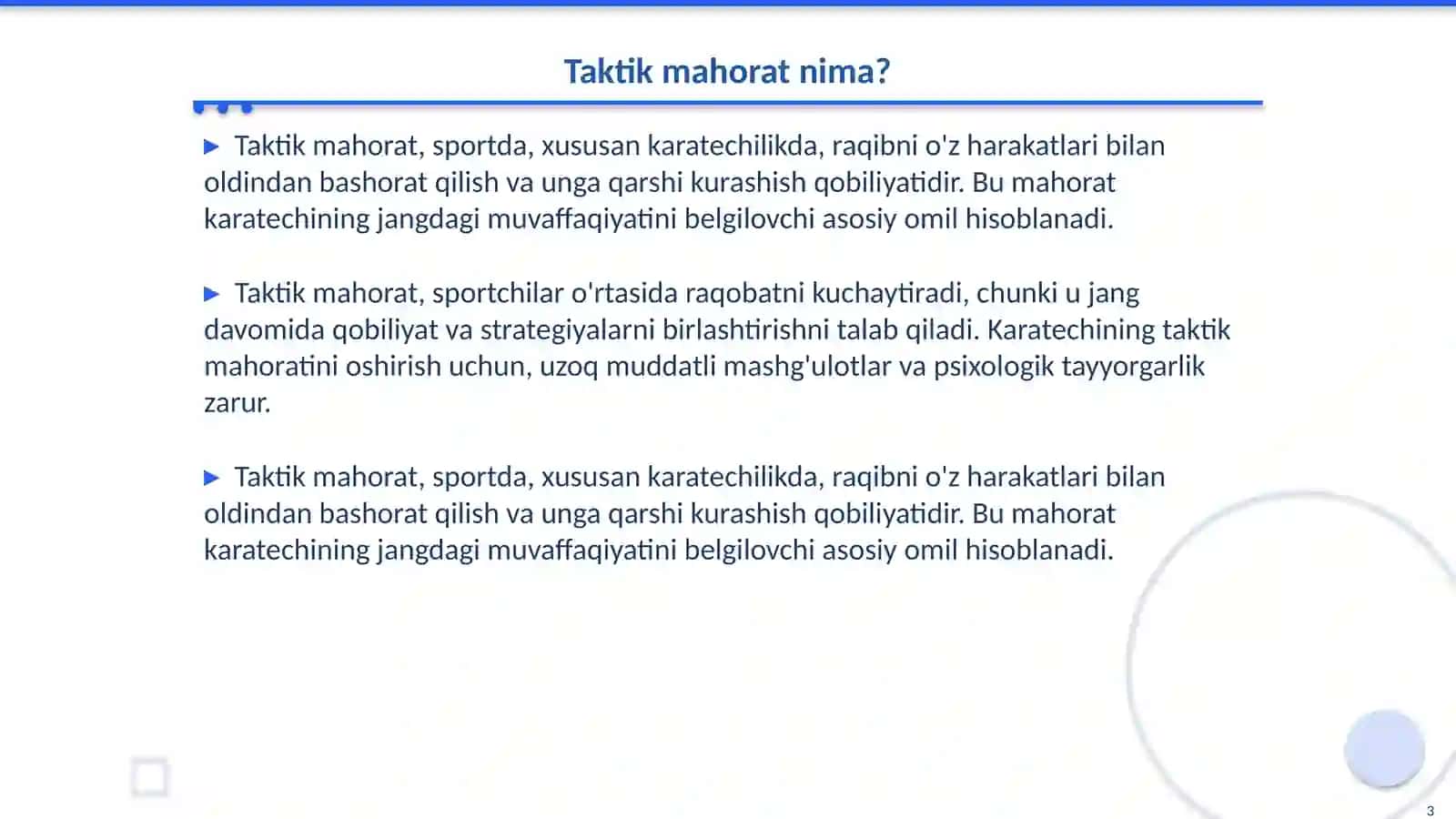 Karatechining taktik mahoratini oshirish yo'llari 3