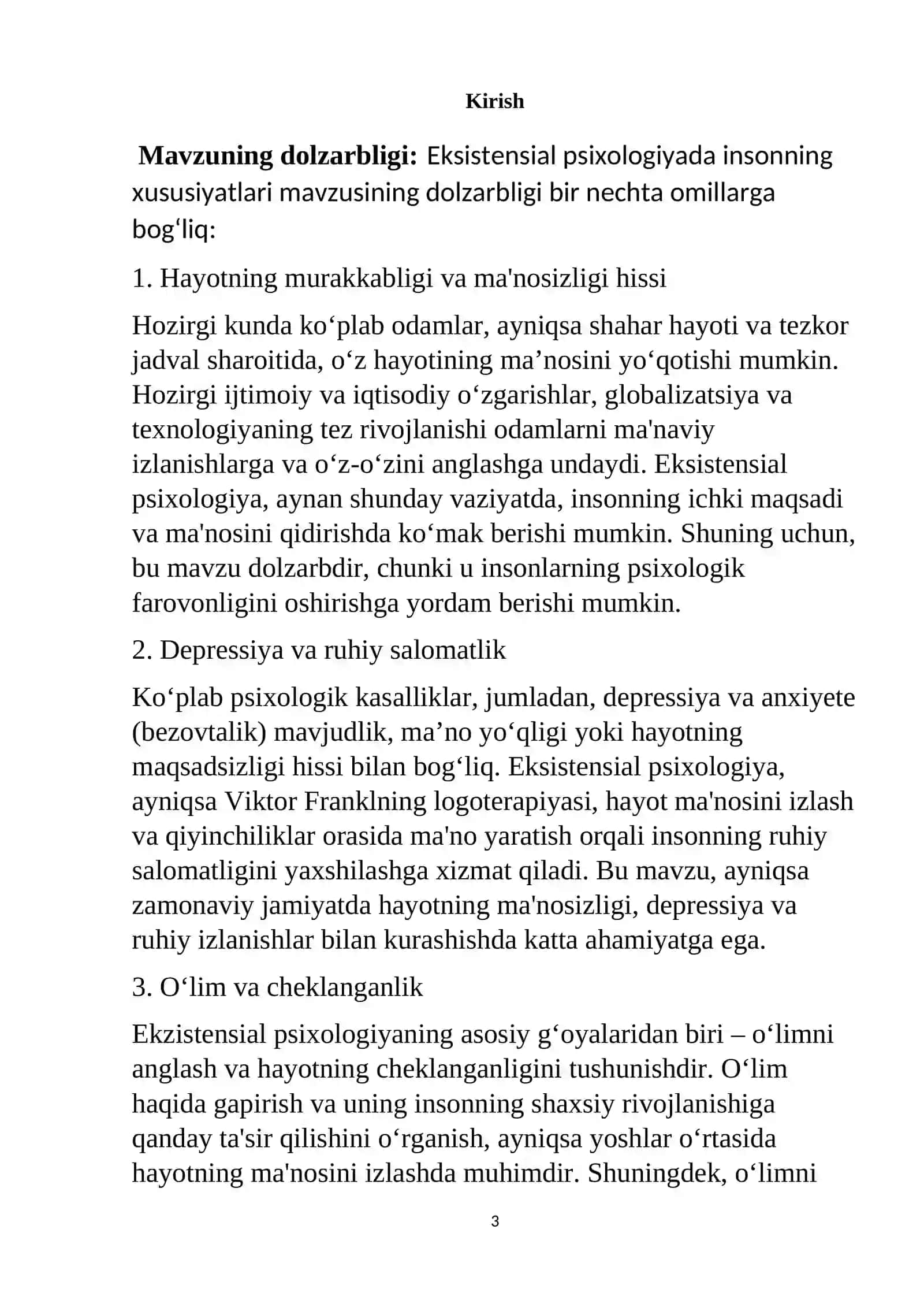 Eksiztensial psixologiyda insonning xususiyatlari Farnkl 3