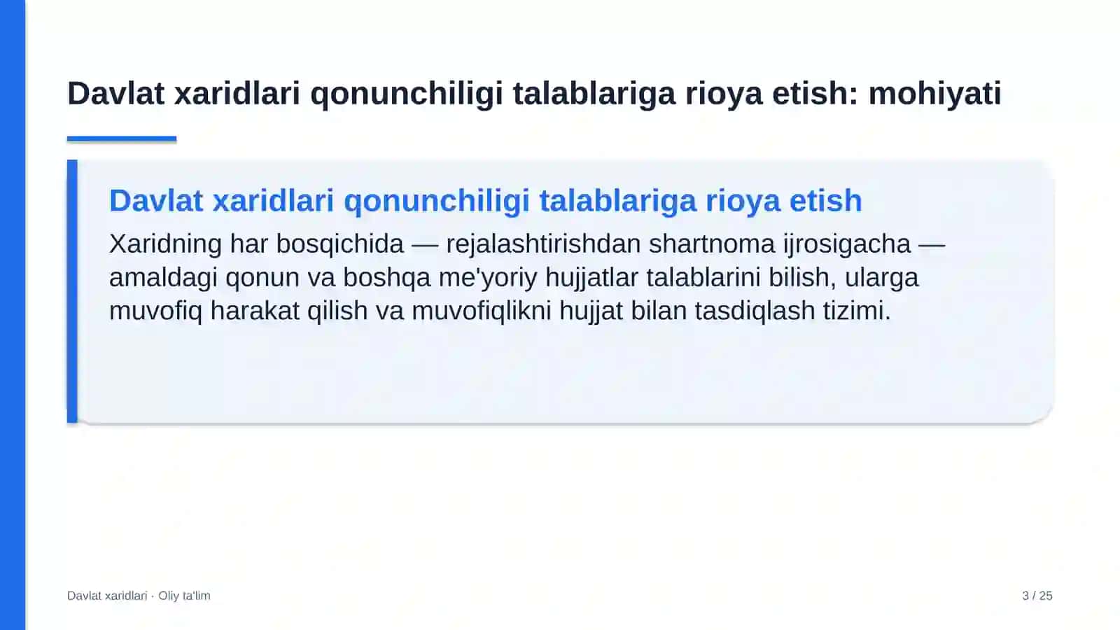 Davlat xaridlari · Oliy ta'lim 3
