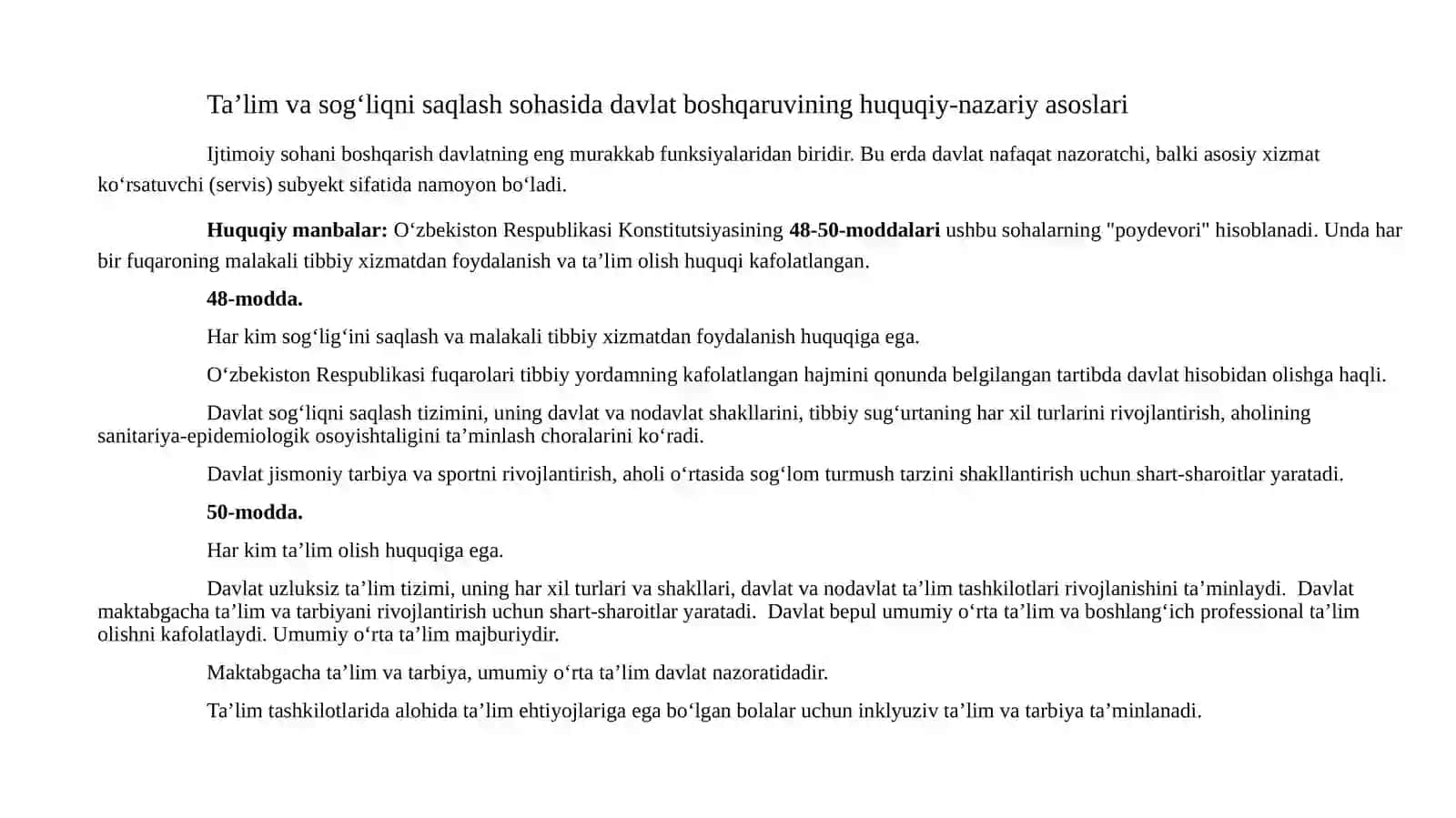TA’LIM VA SOG‘LIQNI SAQLASH SOHASIDA DAVLAT BOSHQARUVI 3