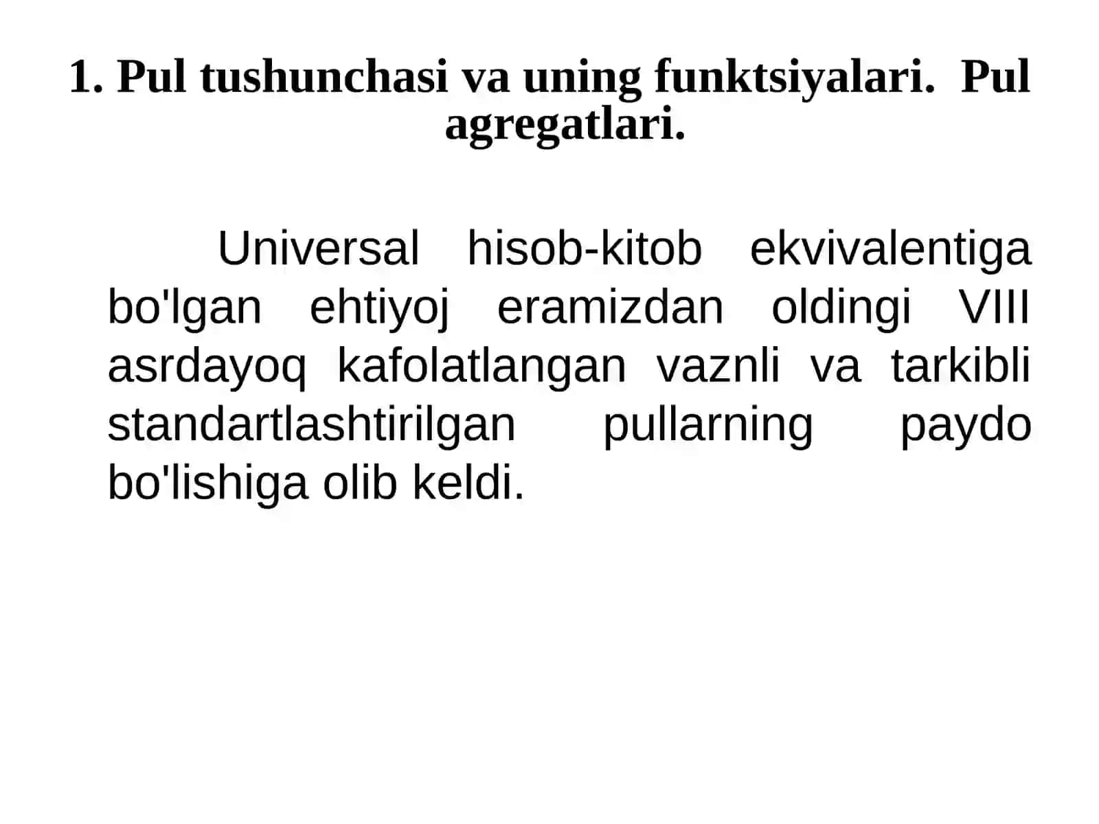 Pulga talab funktsiyasi.Pultaklifi.Pulbozoridagimuvozanat 3