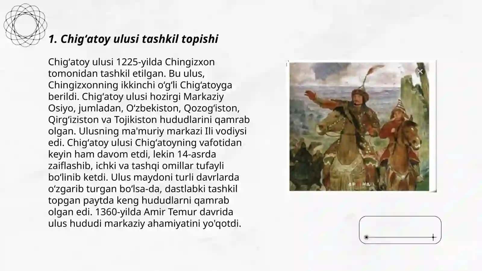 Moʻgullar hukumronligi Chigʻatoy ulusi davrida Orta Osiyoning tarixiy gegirafiyasi 3