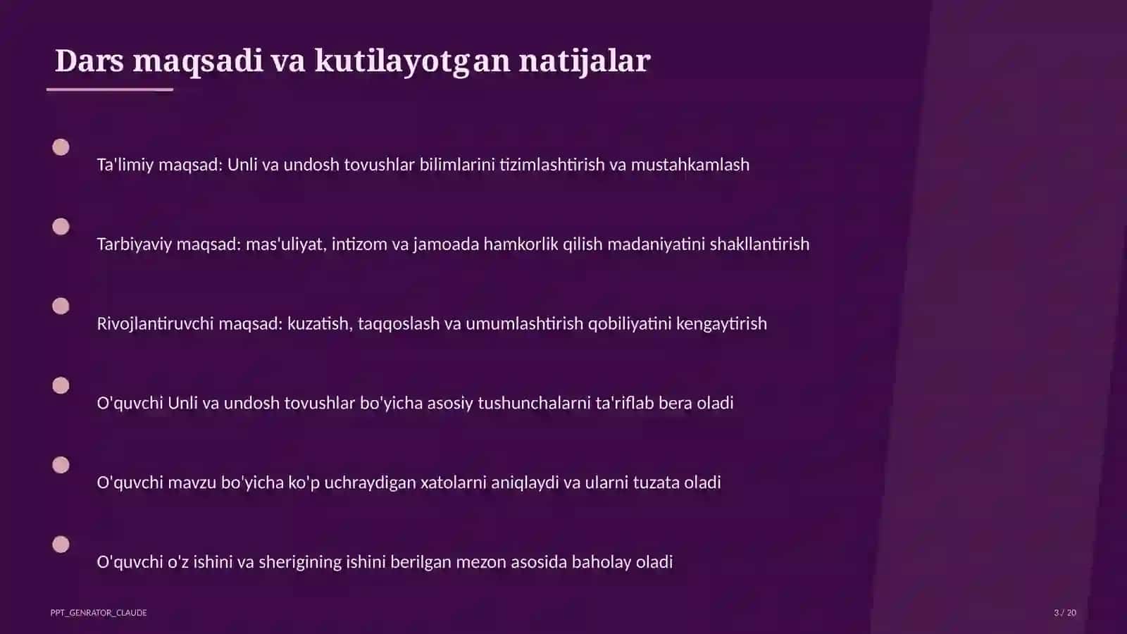 Unli va undosh tovushlar (1-sinf) 3