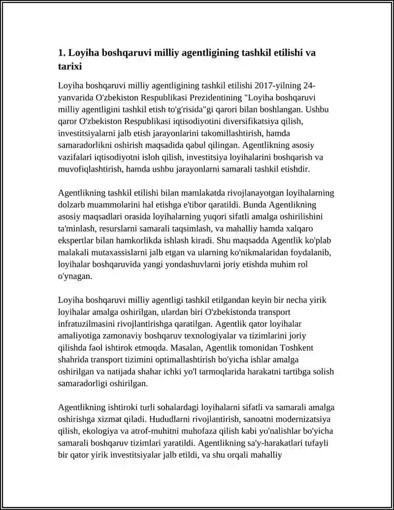 LOYIHA BOSHQARUVI MILLIY AGENTLIGI VA UNING ROLI 3