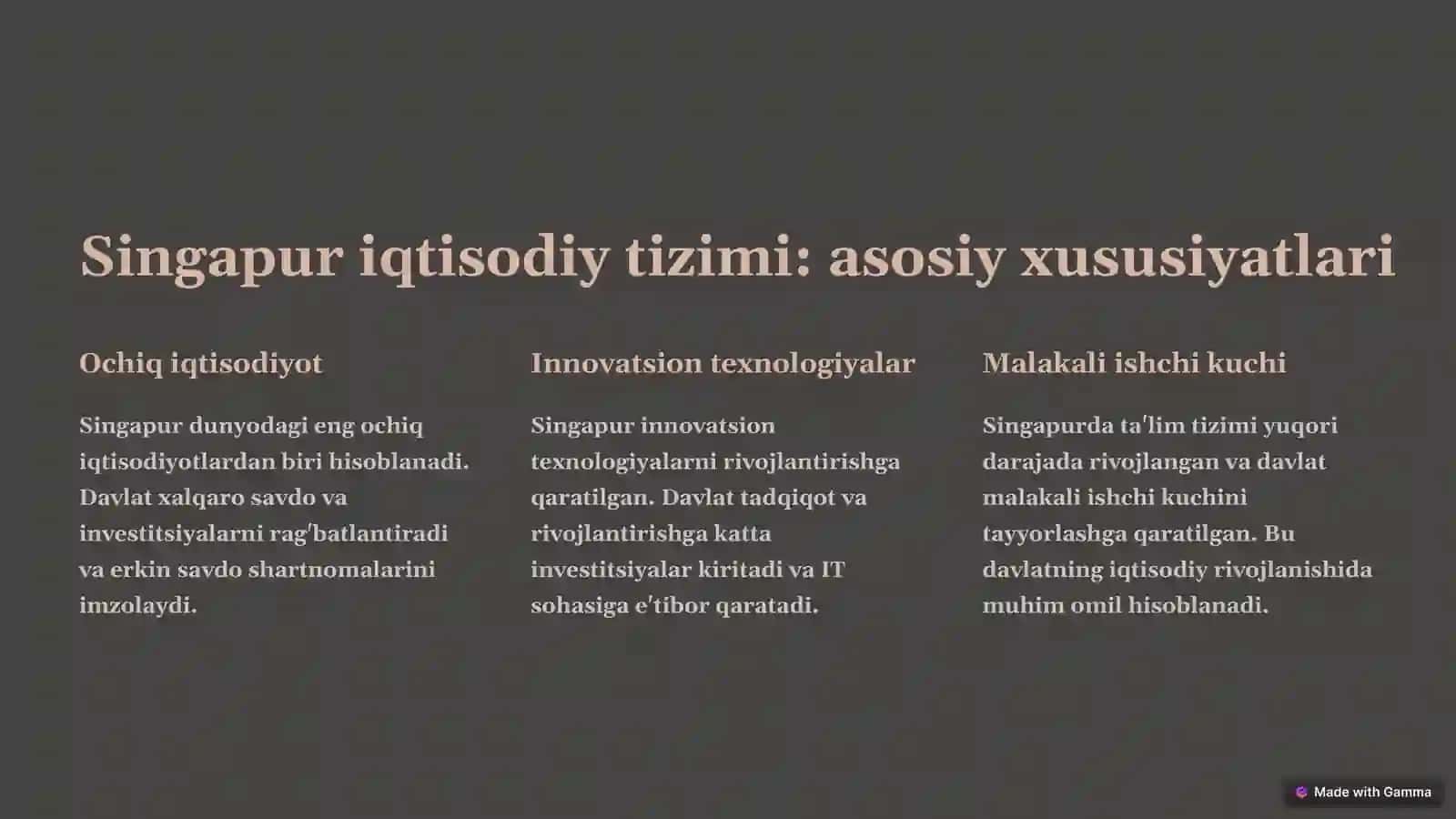 Singapur iqtisodiyotining rivojlanish xususiyatlari va korrupsiyaga qarshi kurash 3