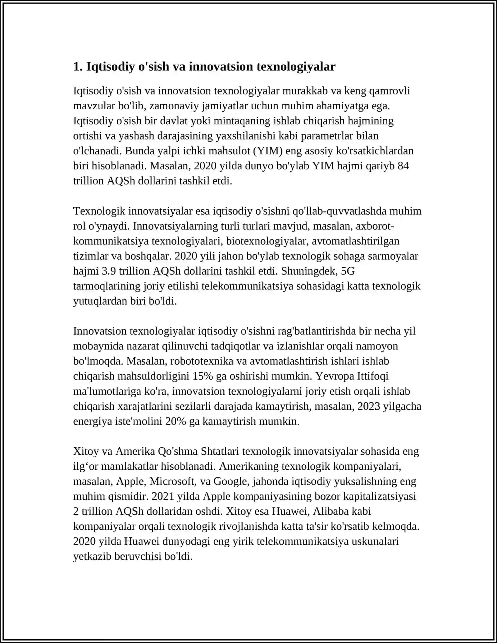 BUXORO INNOVATSIYALAR UNIVERSITETI IQTISODIYOT VA MOLIYAVIY TEXNOLOGIYASI KAFEDRASI 3