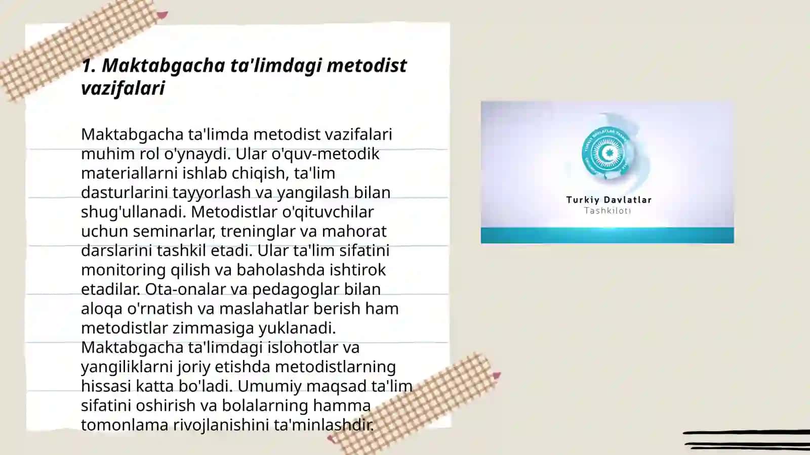Maktabgacha ta'limdagi metodist vazifalari 3