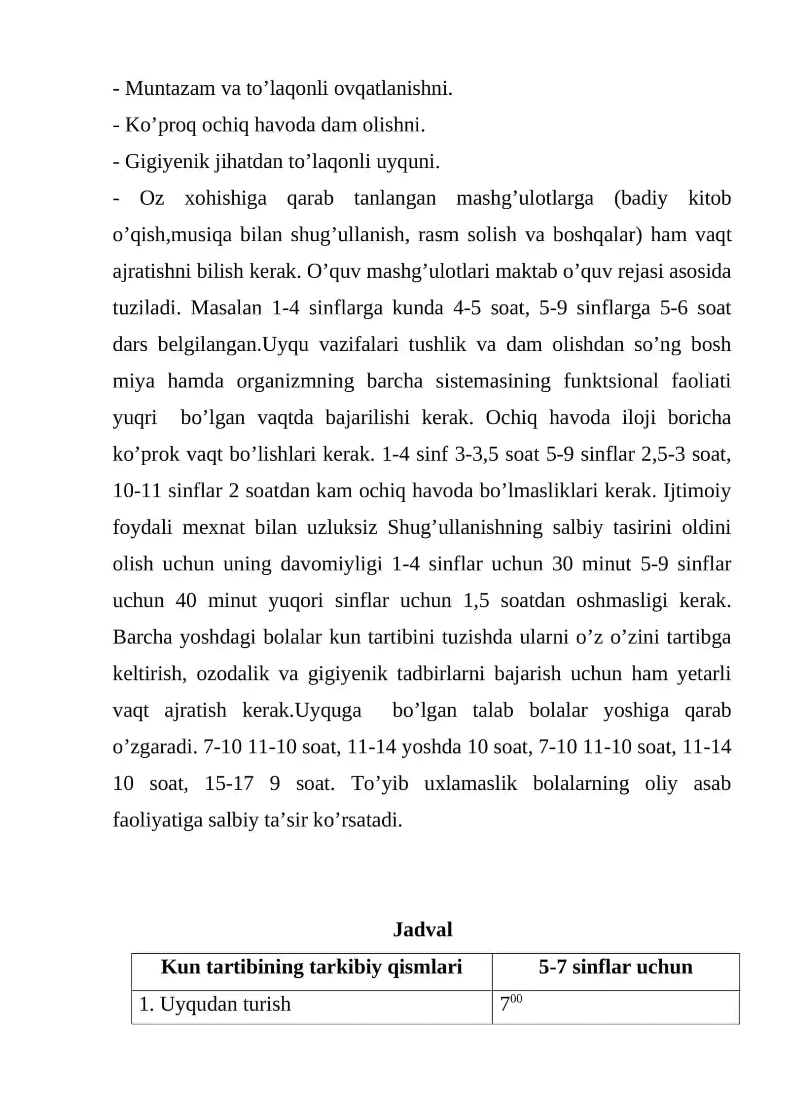 Sportchilarning kun tartibini tuzish 3