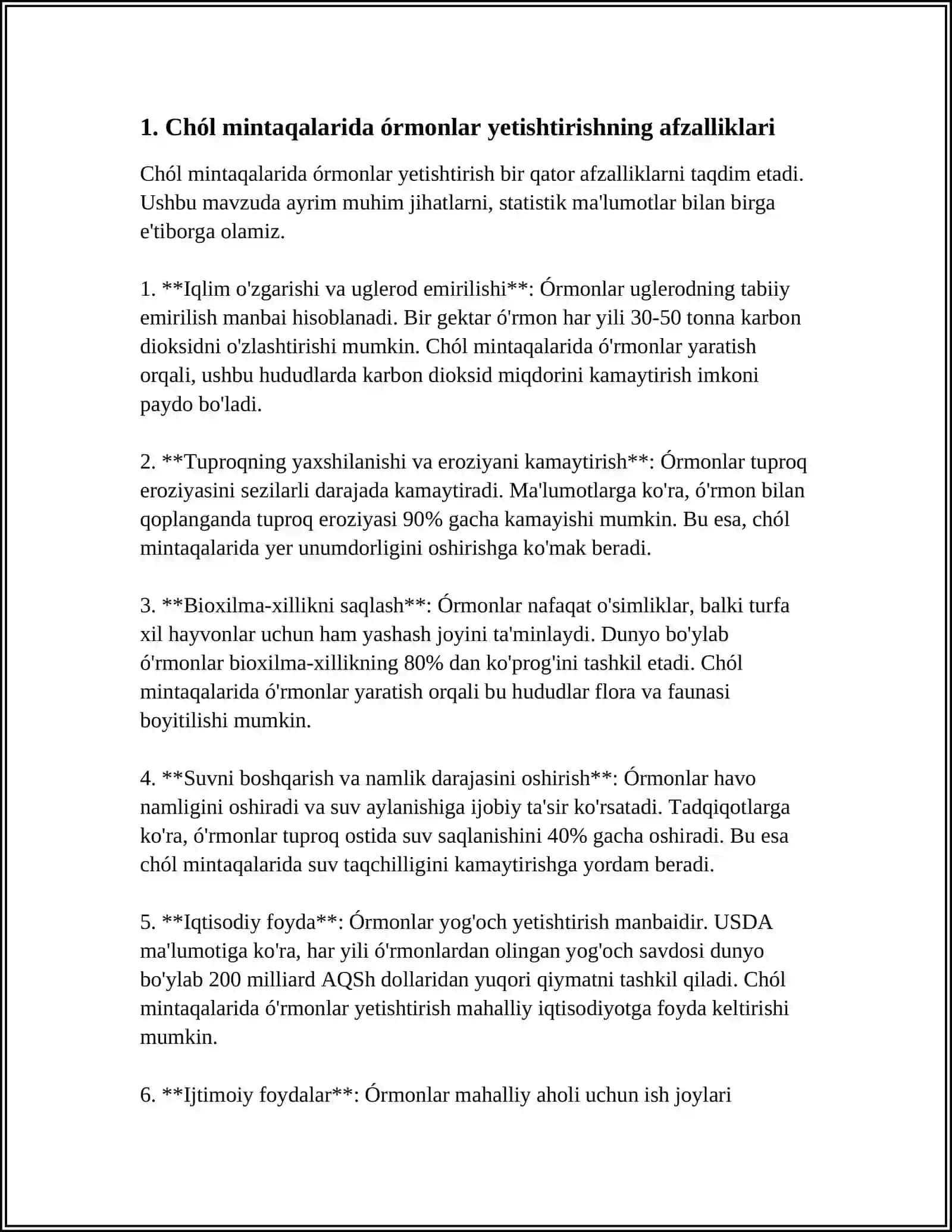 CHÓL MINTAQALARIDA ÓRMONLARNI BARPONETISH VA PARVARISHLASH TEXNOLOGIYASINI ISHLAB CHIQISH 3