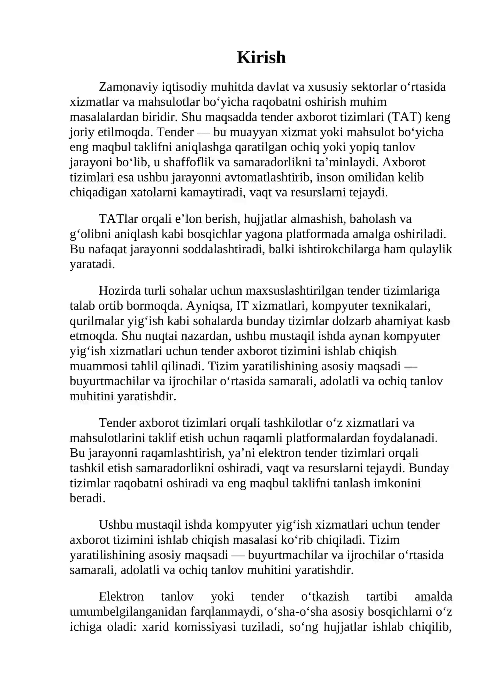 Kompyuter yig‘ish xizmatlari uchun tender axborot tizimini ishlab chiqish 3