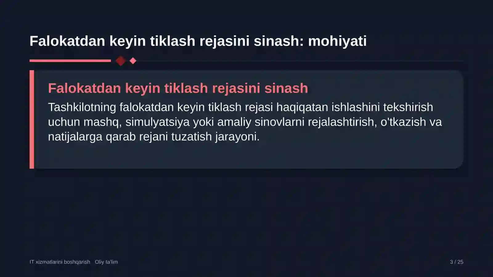 Dori vositalari ulgurji savdosida falokatdan keyin tiklash rejasini sinash 3