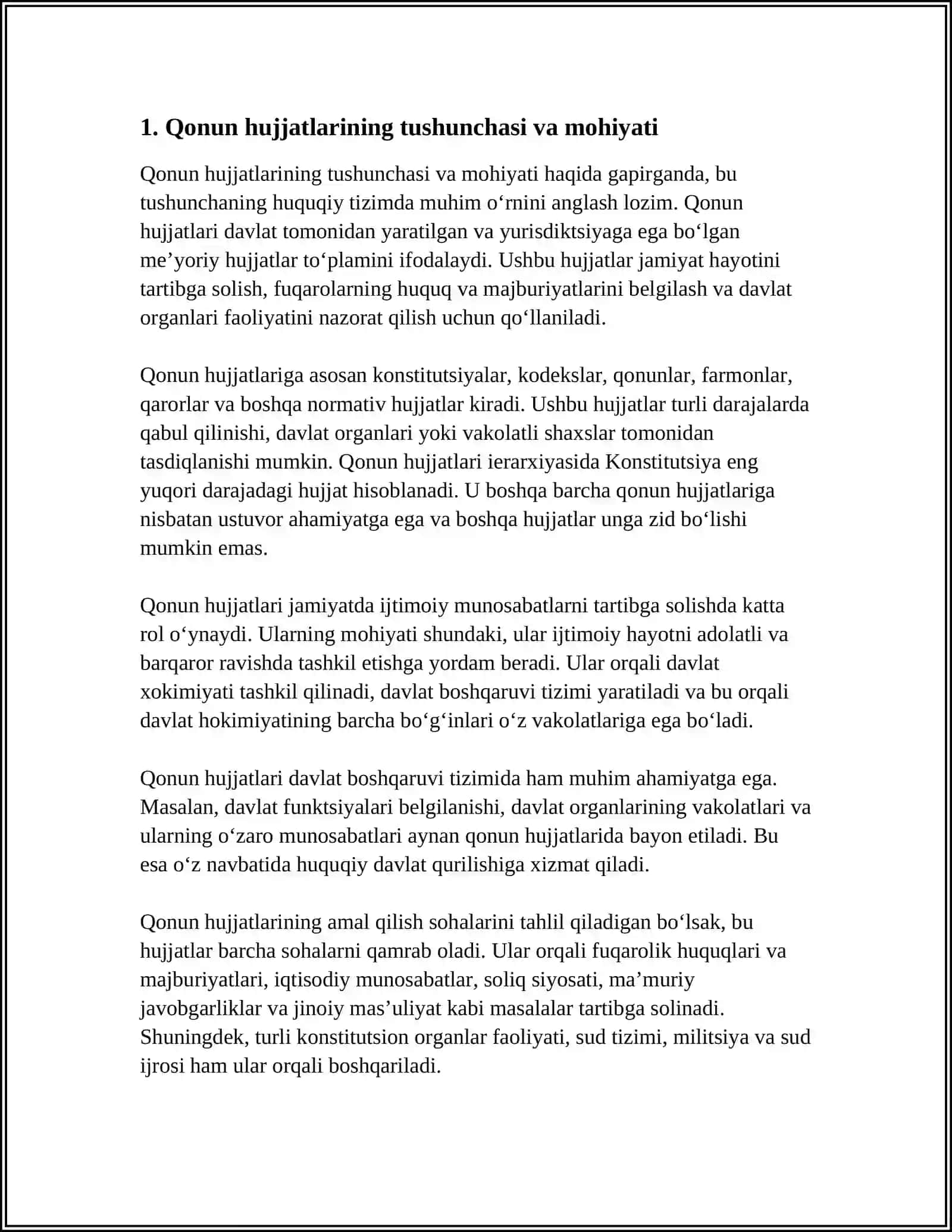MUSTAQIL ISH Mavzu: QONUNOSTI NORMATIV HUJJATLARINING YURIDIK TEXNIKASI 3