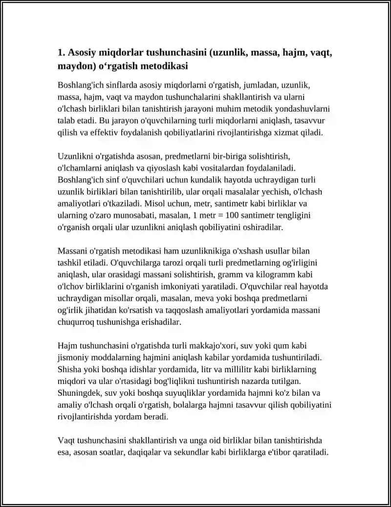 BOSHLANGʻICH SINFLARDA ASOSIY MIQDORLAR VA ULARNI O'LCHOV BIRLIKLARINI OʻRGATISH METODIKASI 3