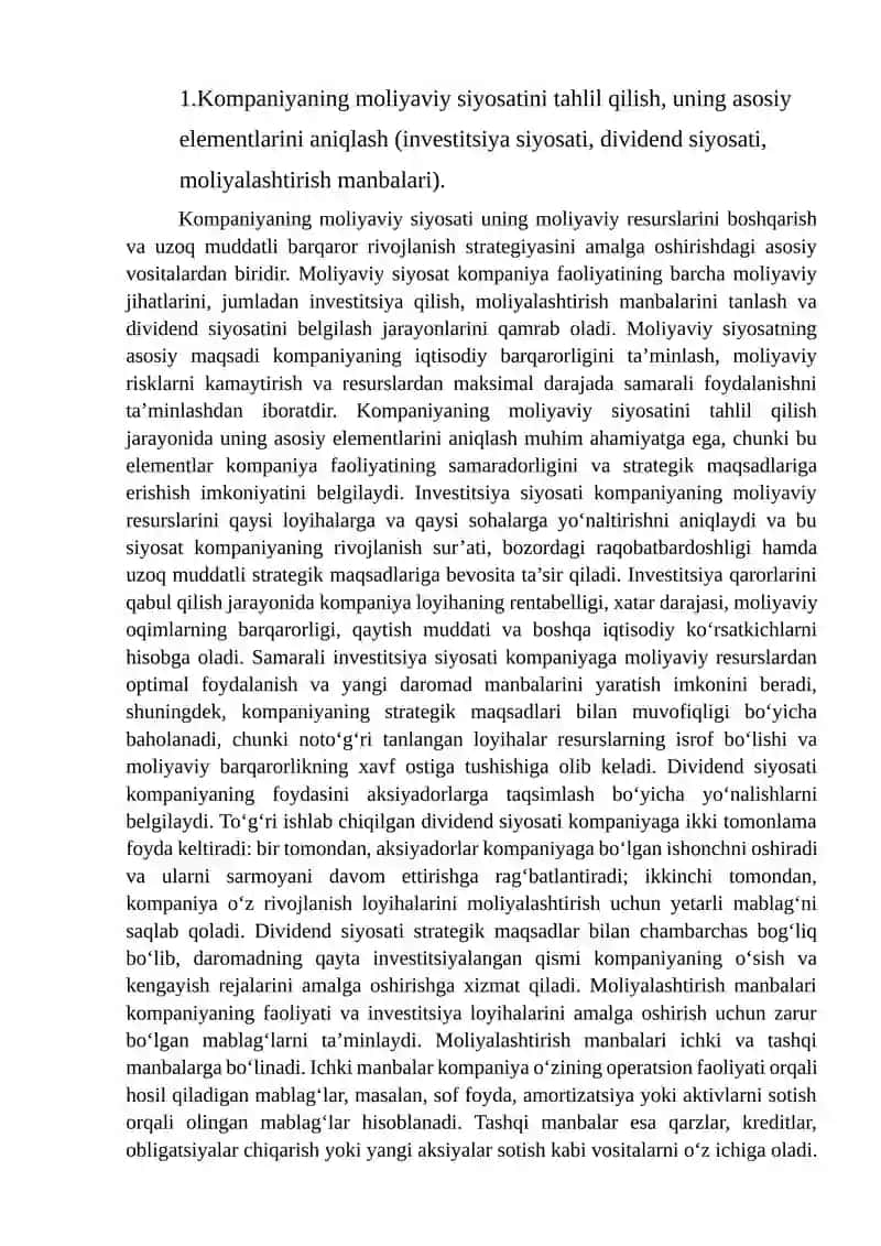 Kompaniyaning moliyaviy siyosati 3