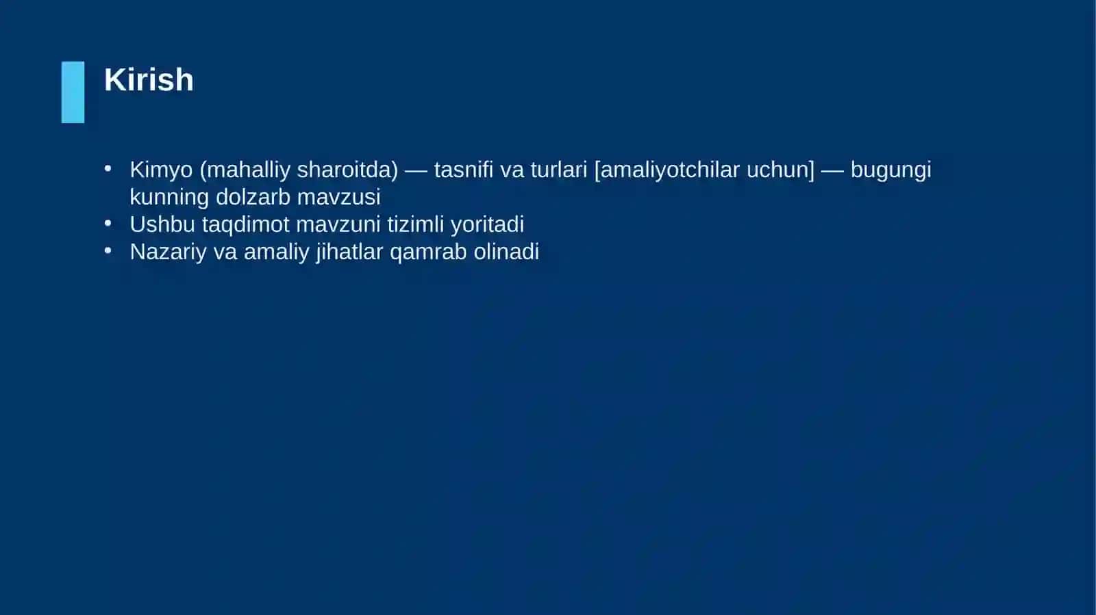 Kimyo (mahalliy sharoitda) — tasnifi va turlari [amaliyotchilar uchun] 3