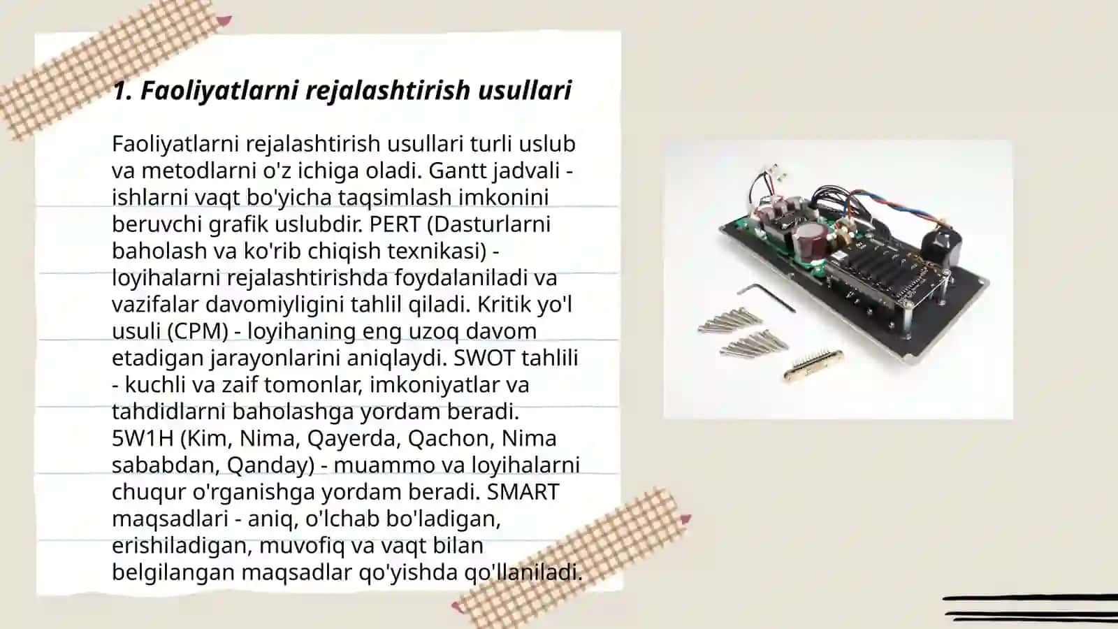 Faoliyatlarni rejalashtirish usullari 3