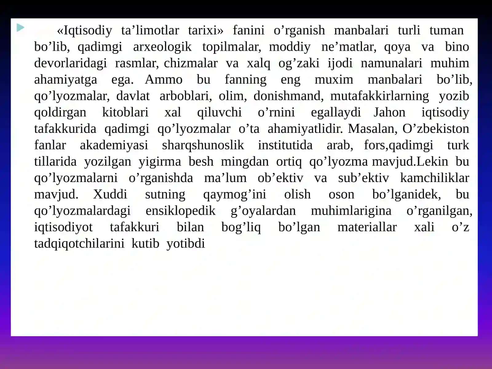 IQTISODIY TA'LIMOTLAR TARIXI FANIGA KIRISH (PREDMETI VA USULI) 3