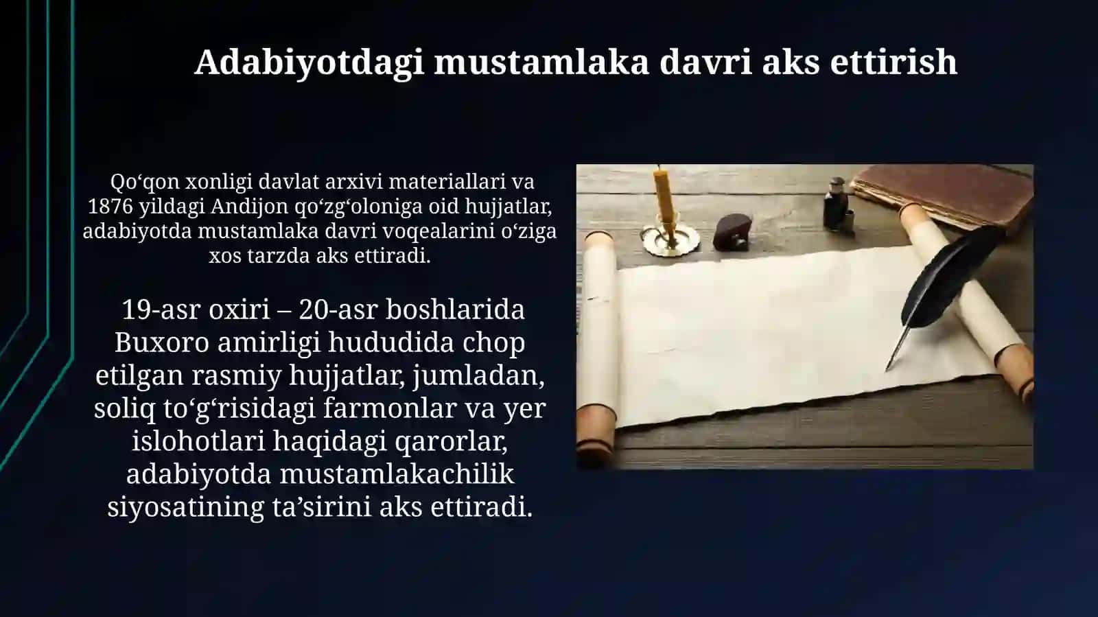Kolonial davr tarixiga oid rasmiy hujjatlar va ushbu davr tug'risidagi adabiyotlar 3