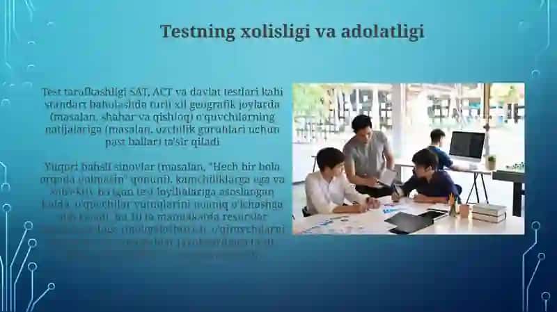 Ta'lim sifatini loyihalashtirish bo'yicha talabalar bilan test o'tkazish 3