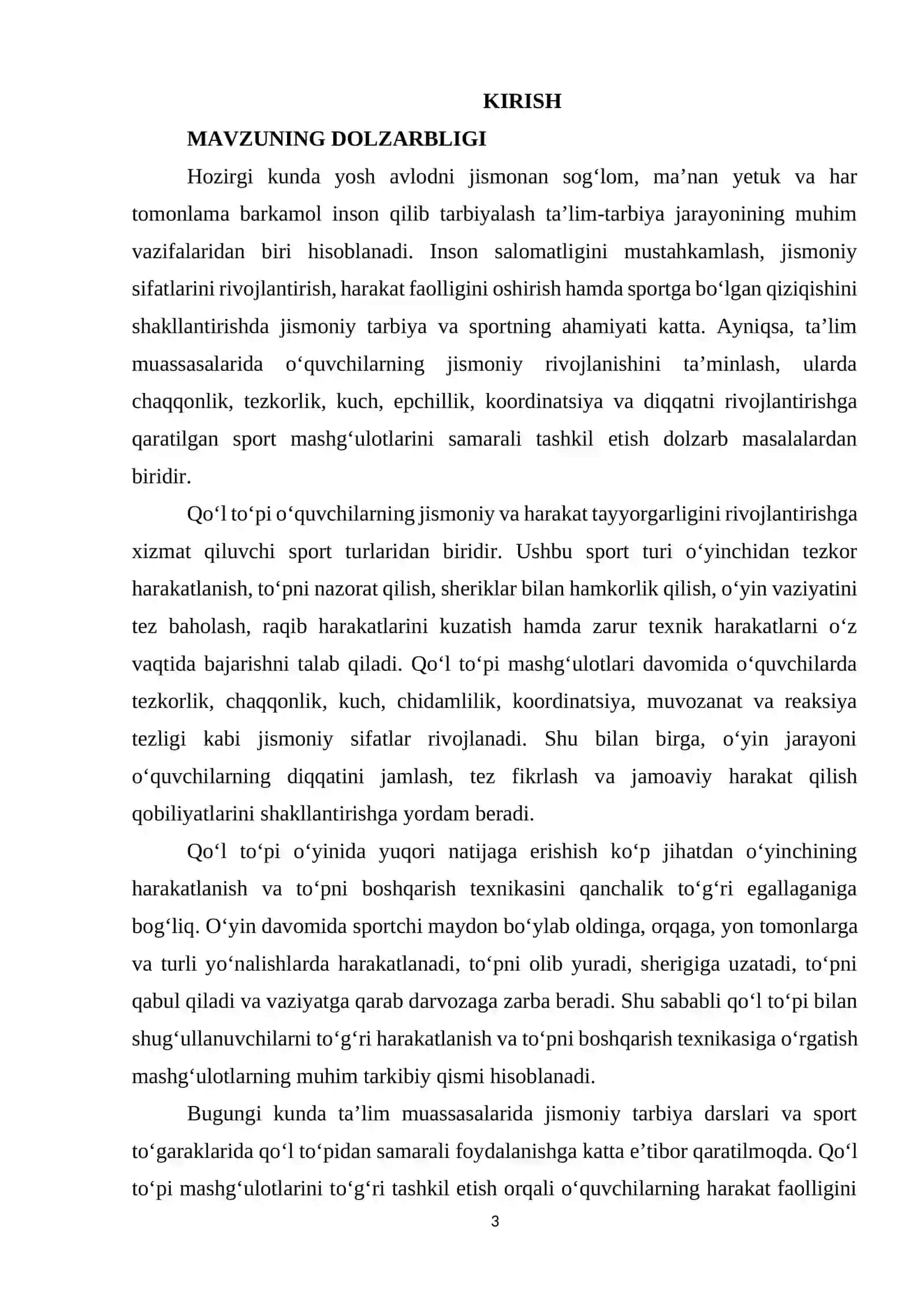 Qo‘l to‘pi o‘yinida harakatlanish va to‘pni boshqarish texnikasini o‘rgatish. 3