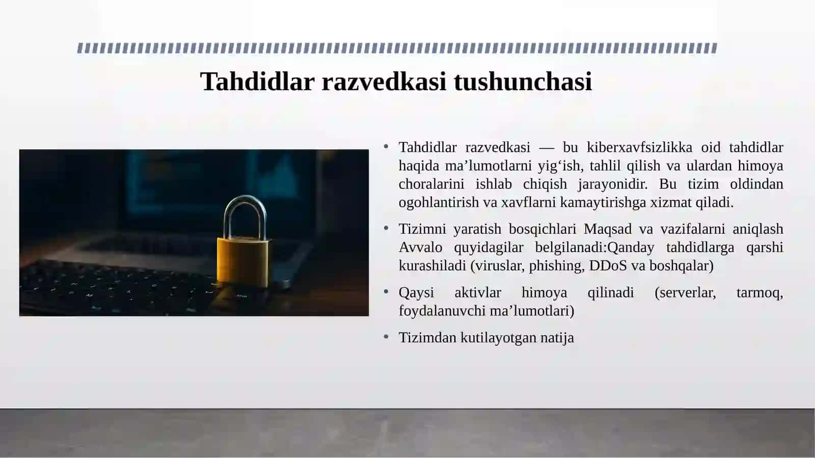 TAHDIDLAR RAZVEDKASI TIZIMINI YARATISH 3