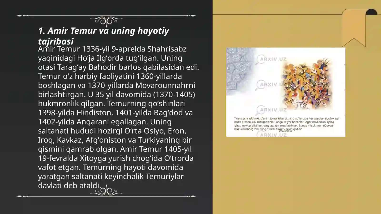 Amir Temur va uning hayotiy tajribasi 3