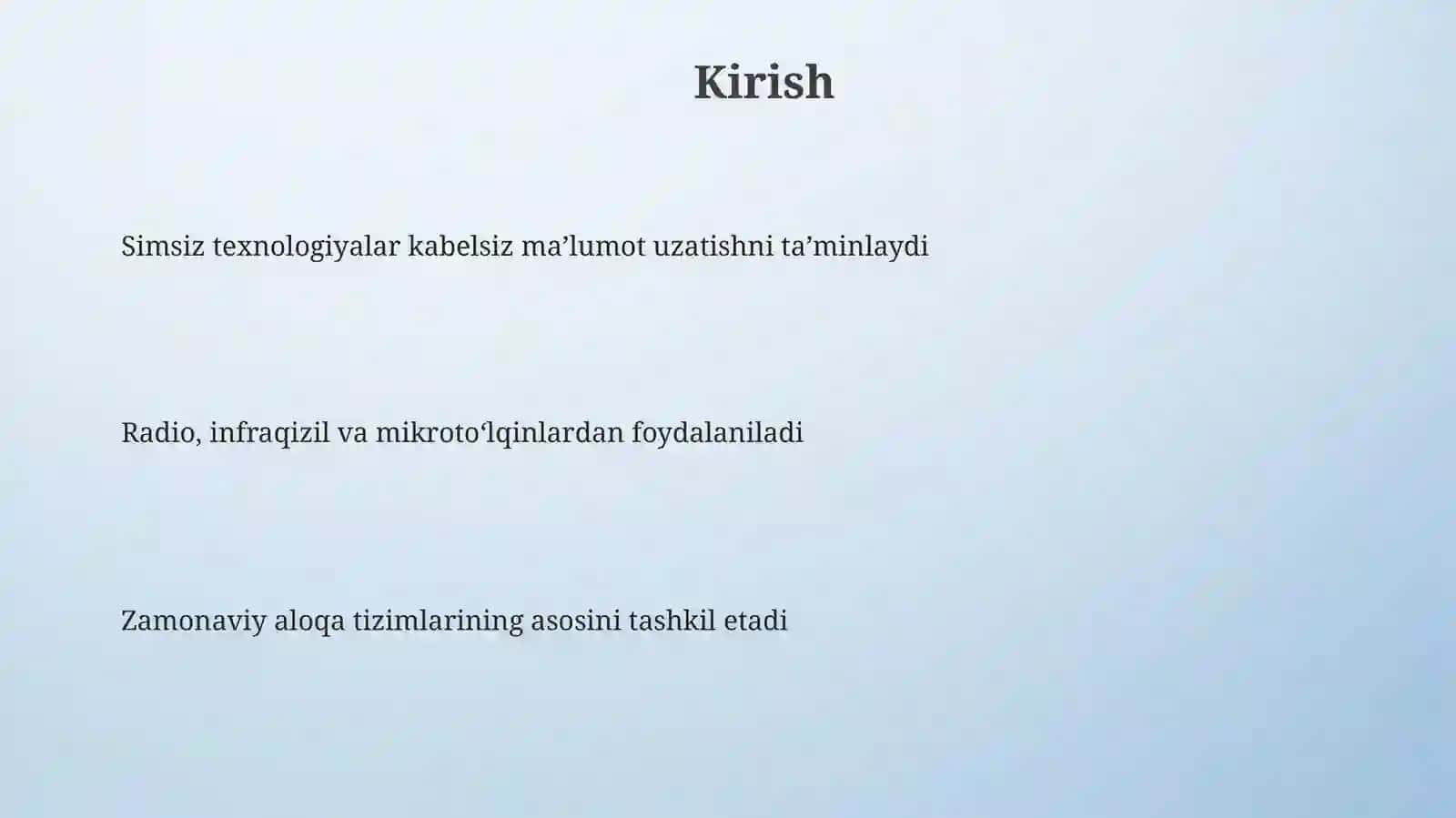 Simsiz texnologiyalar.Simsiz texnologiyalar gayondashuvlar 3