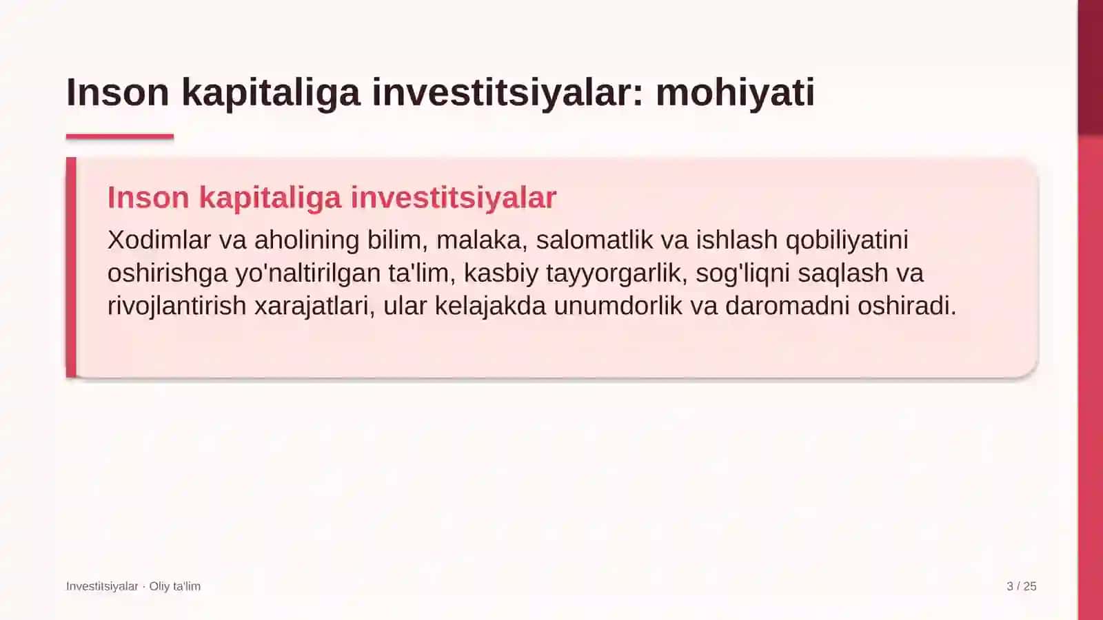 Fitnes klublarida inson kapitaliga investitsiyalar 3