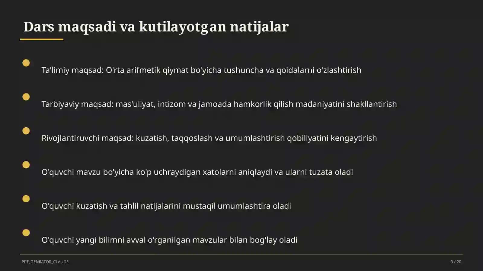 O'rta arifmetik qiymat (5-sinf) 3