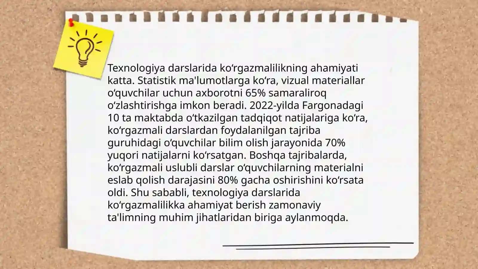 Texnologiya darslarida ko'rgazmalilik metodi 3