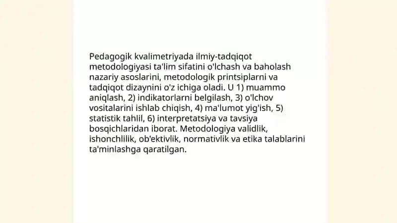 Pedagogik kvalimetriya fanining ilmiy-tadqiqot metodlari 3