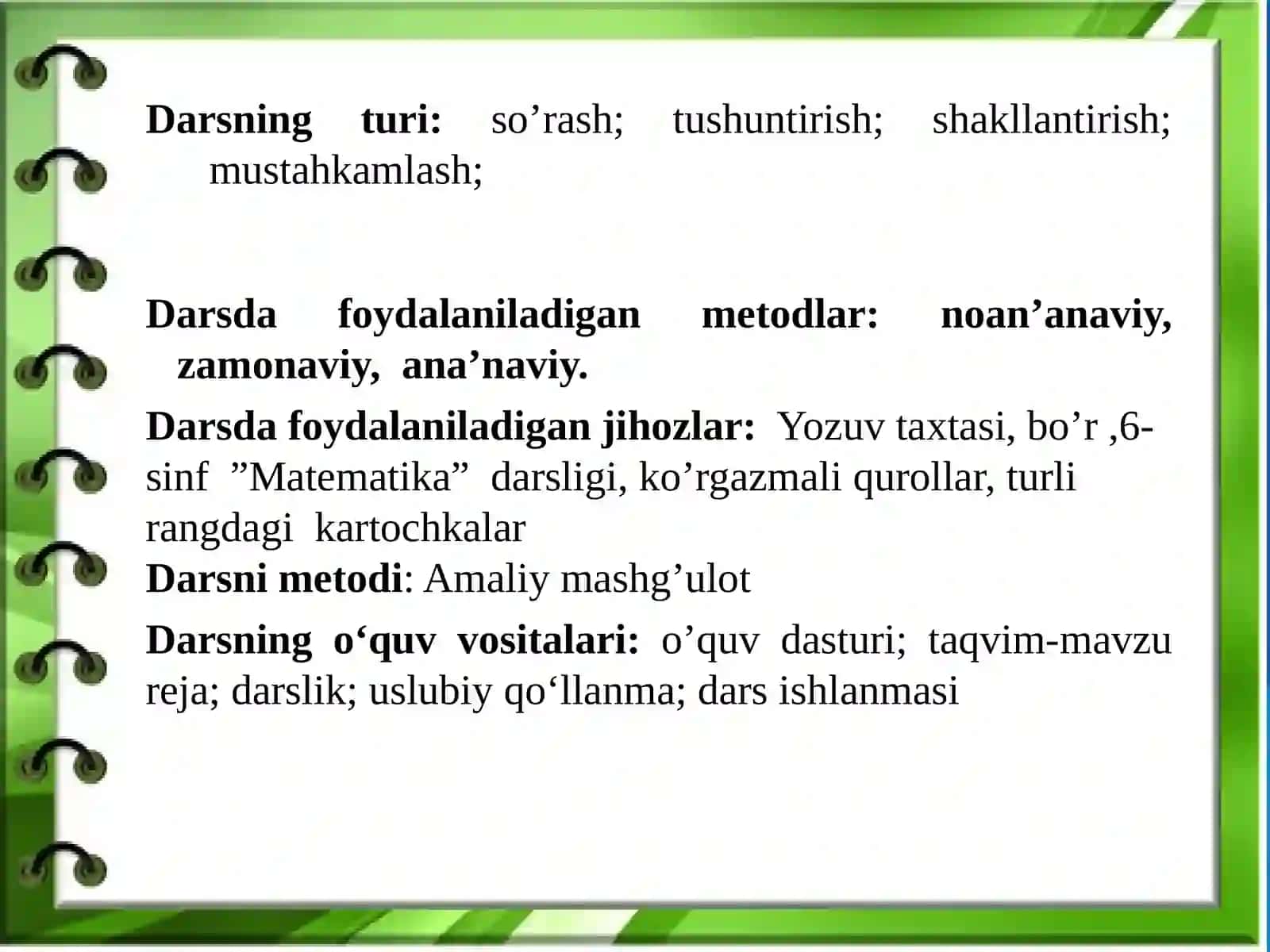 6-sinf Matematika fanidan Kasrlarni qisqartirish mavzusida dars ishlanma 3