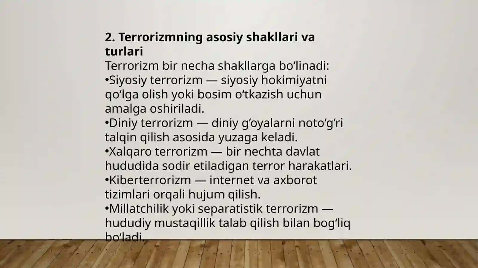Terrorizim tushinchasi shakillari sabablari va unga qarshi kurash mexanizimlari 3