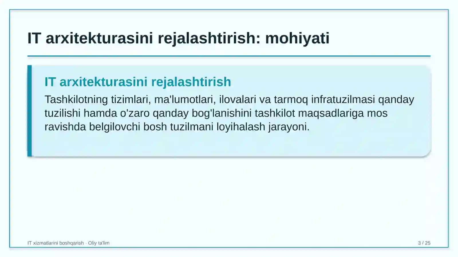 Baholash tashkilotlarida axborot texnologiyalari arxitekturasini rejalashtirish 3