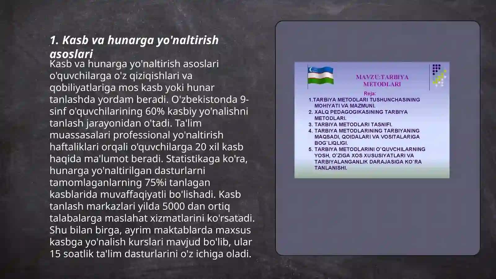 Kasb hunarga yoʻnaltirish tamoyillari,shakl va metodlari 3