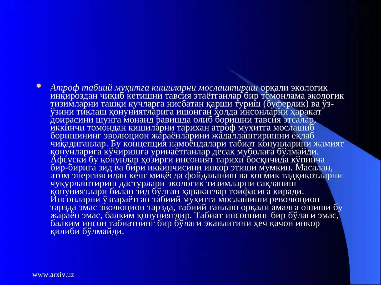 Атроф мухит ва унинг тозалигини саклаш муаммоси 3
