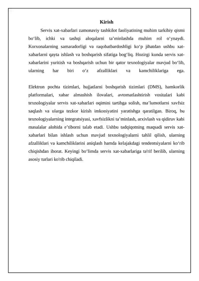 Xizmat yozishmalari bilan ishlash texnologiyalari 3