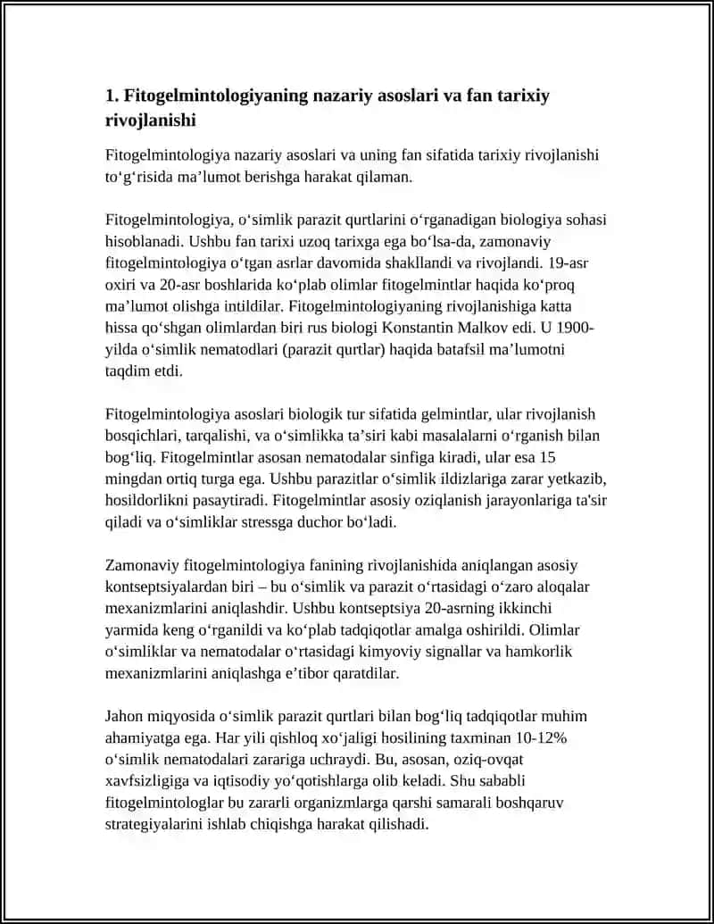 FITOGELMINTOLOGIYA FANINING ILMIY SOHADAGI VA QISHLOQ XO'JALIGIDA AHAMIYATI 3