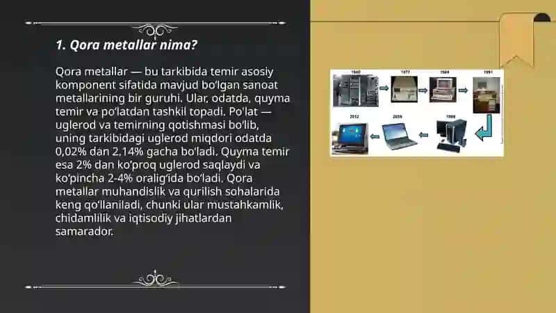 5sinfda oʻquvchilarga qora metallar haqida tushuncha berish usullari 3