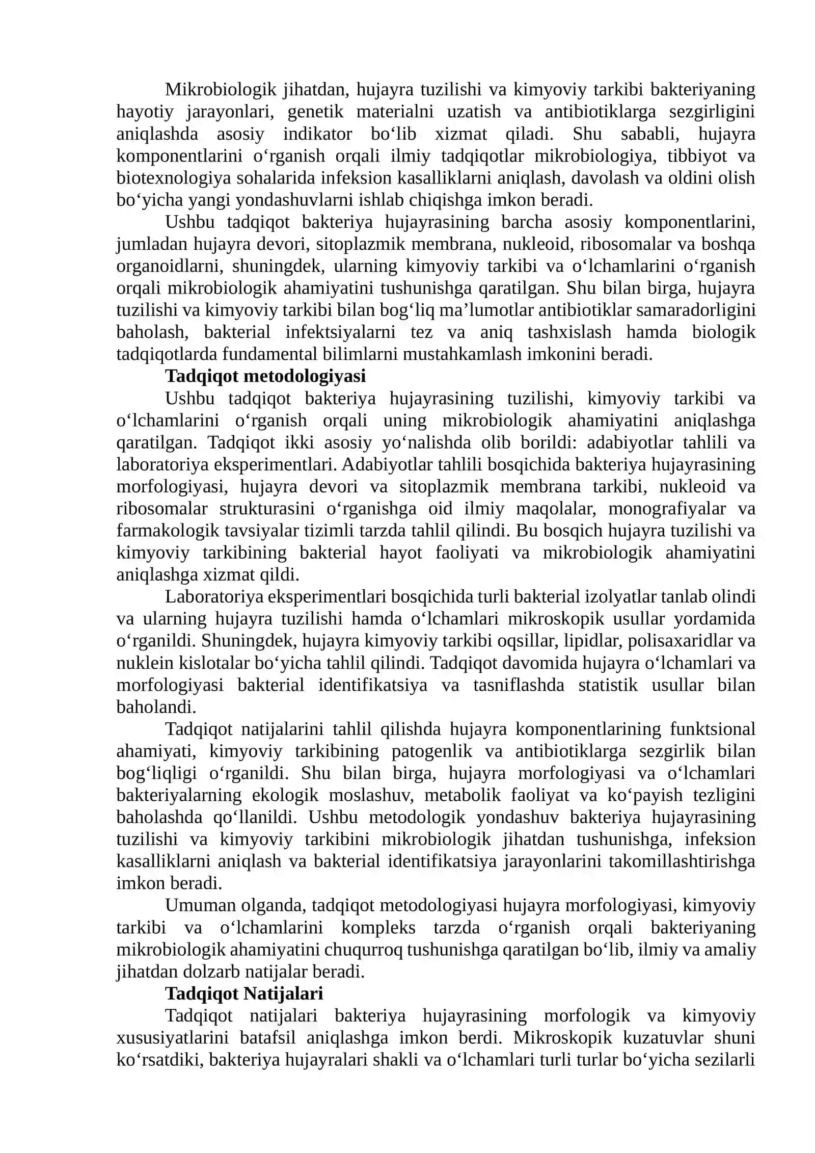 Bakteriya hujayrasining tuzulishi va kimyoviy tarkibi oʻlchamlari 3