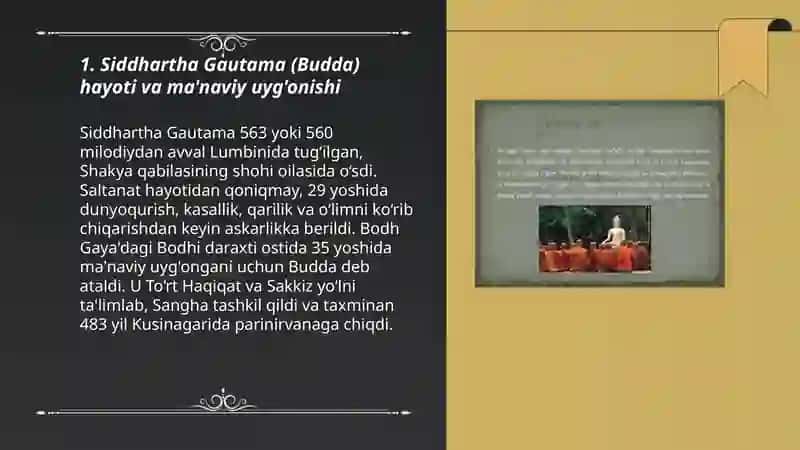 Buddizm dini tarixi va asosiy g'oyalari 3