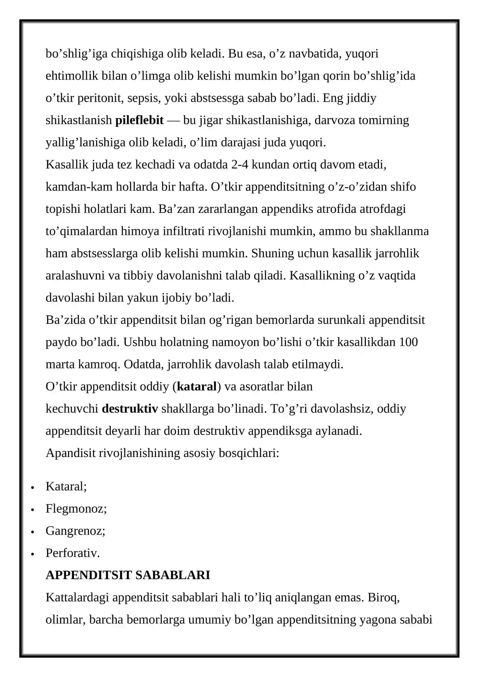 Appenditsitning yosh bollar va qariyalarda kechishi 3