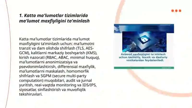 Katta ma'lumotlar tizimlarida axborot xavfsizligi masalalari 3