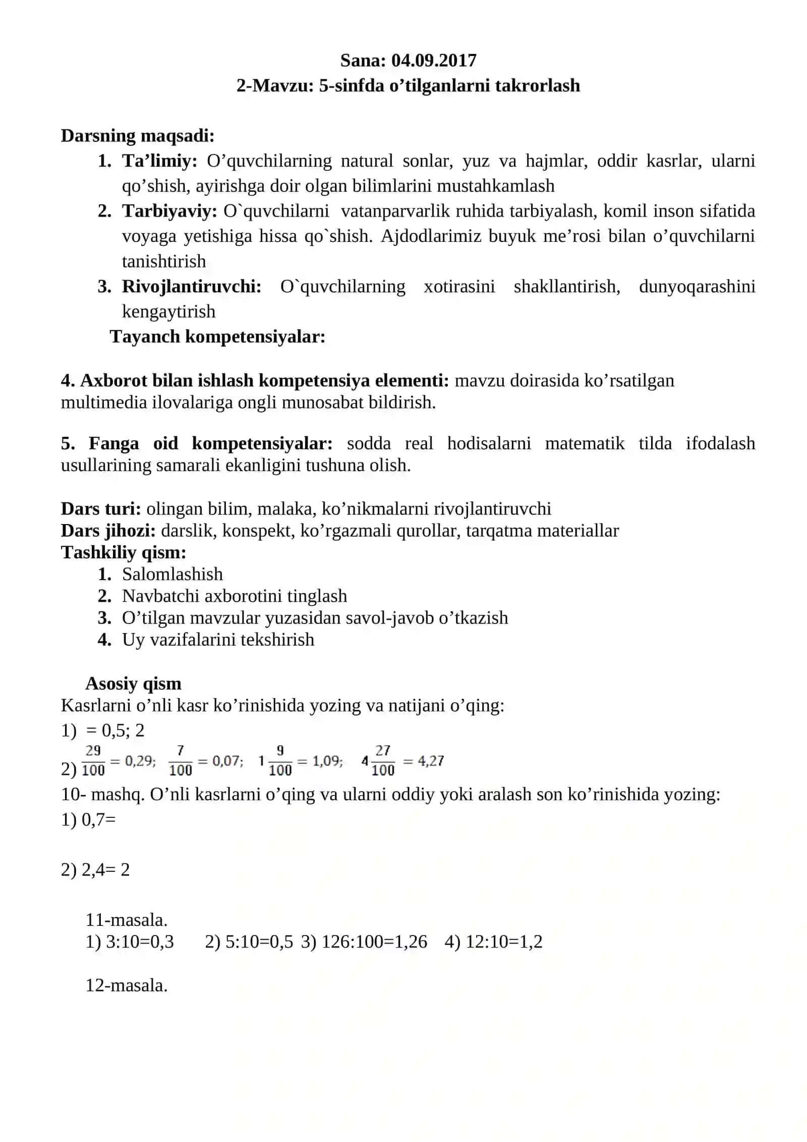 5-sinfda o’tilganlarni takrorlash 3