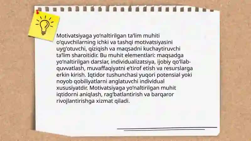 Motivatsiyaga yoʻnaltirilgan taʼlim muhiti omil sifatida maktab oʻquvchilarining iqtidorini rivojlantirish 3