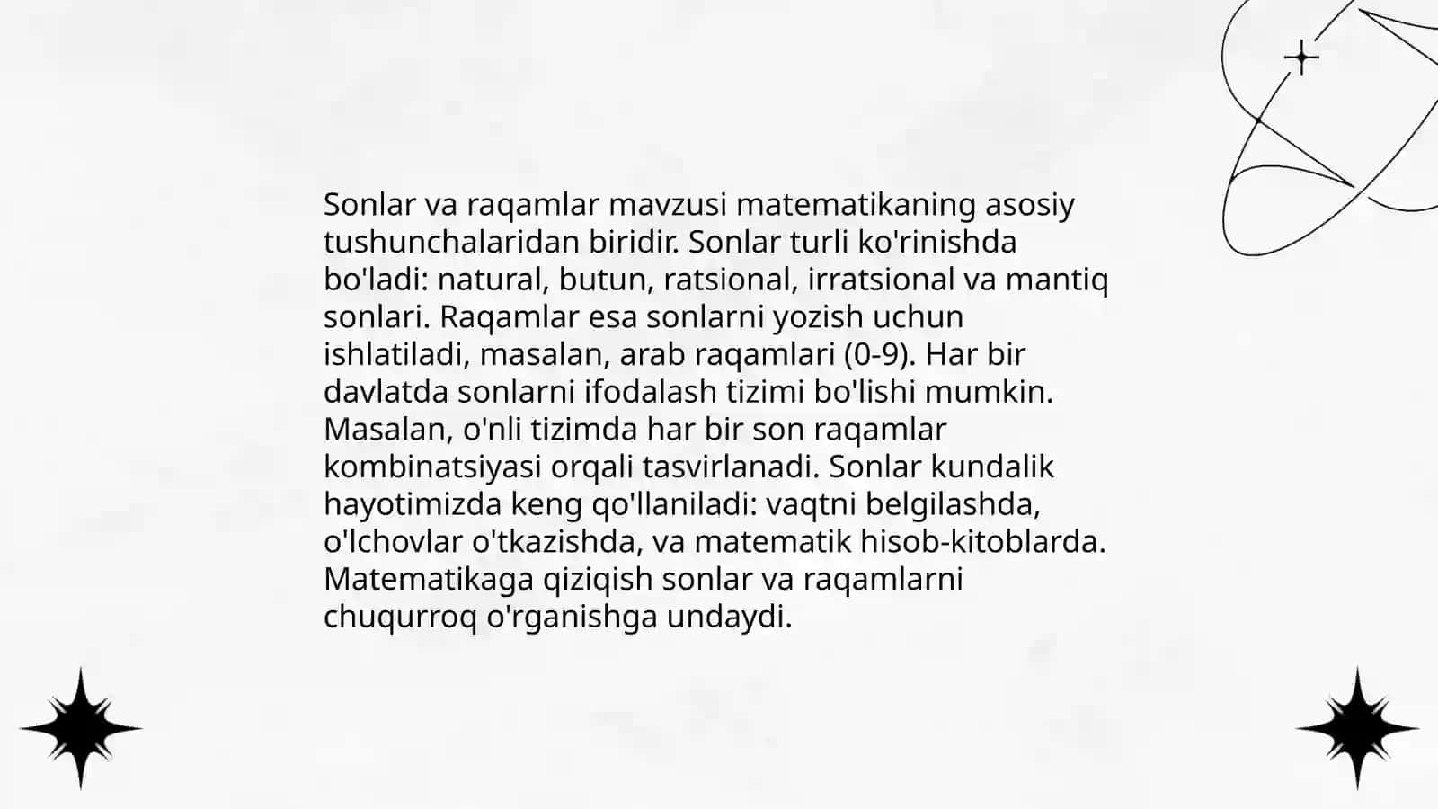 Sonlar va raqamlar mavzusi 3